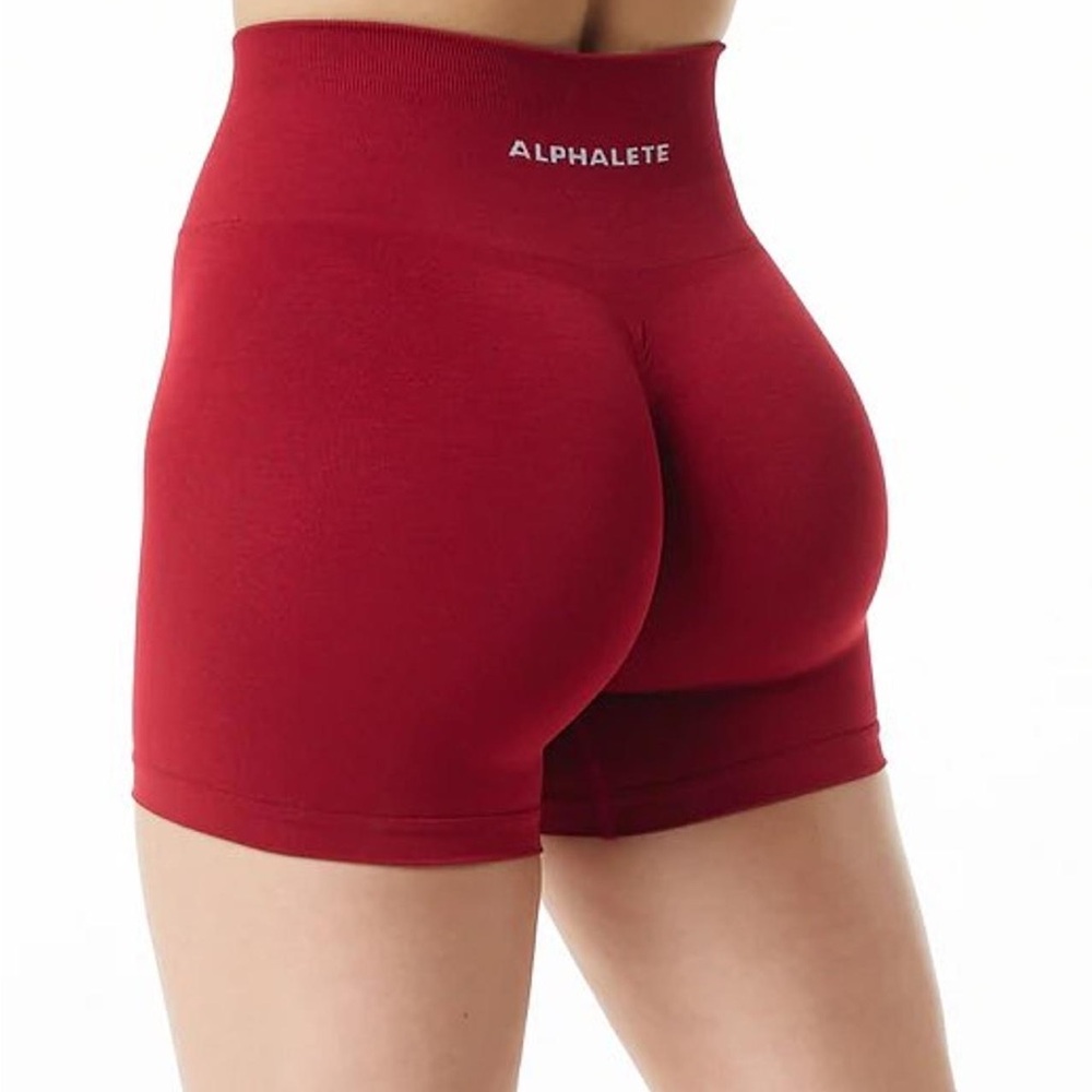 Alphalete Women's High-Waist Seamless Red Athletic Shorts